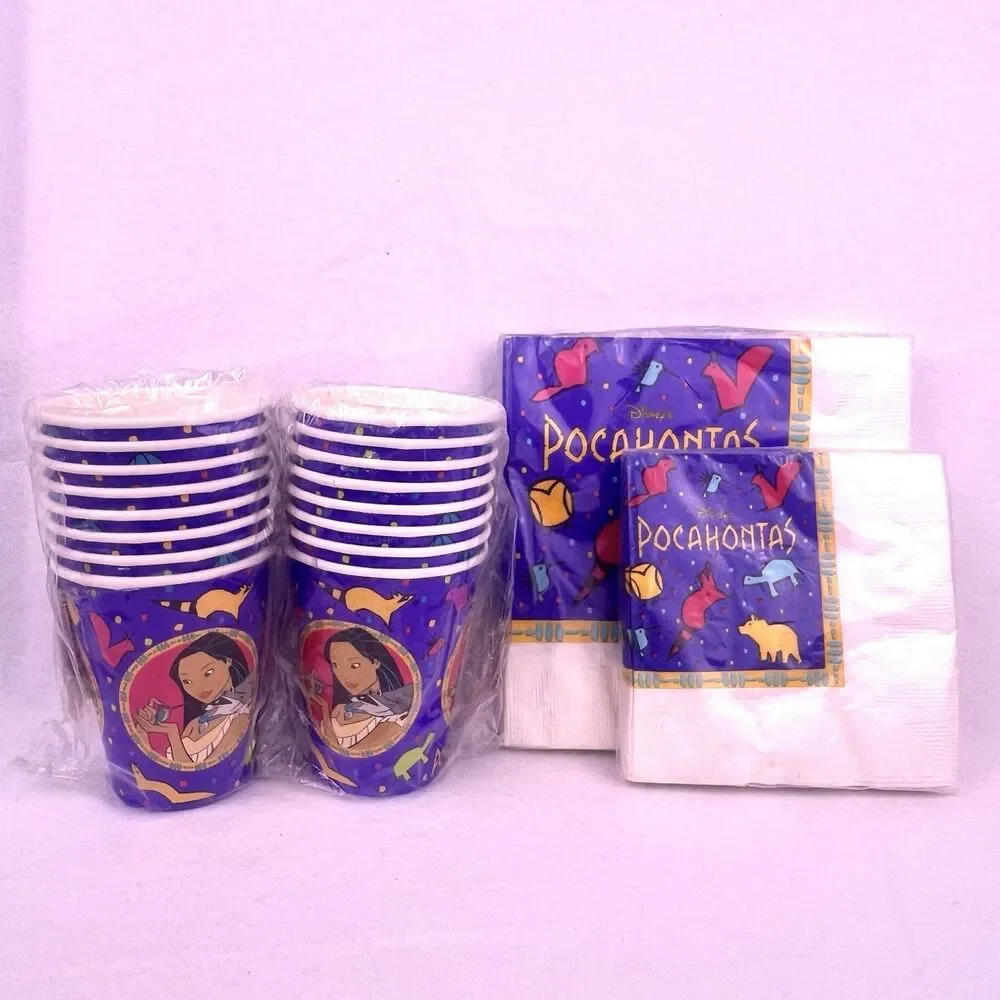 Disney 1995 VTG Pocahontas Birthday Party Supplies Lot of 4 Napkins/Cups